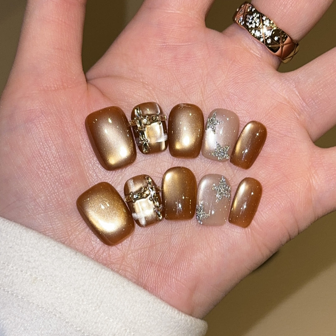 Artificial Nail Set with Glitter and Jewelry Accents Kalsten