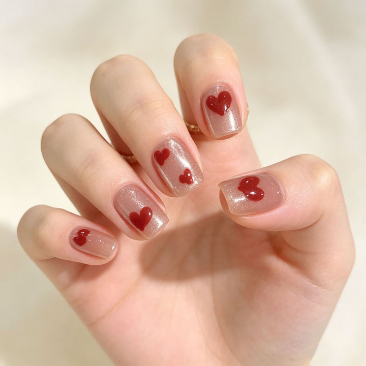 Heart-Themed Press-On Nail Design Kalsten