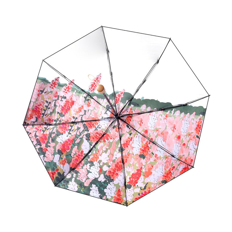 Ladies stylish folding umbrella with floral design and automatic opening mechanism Kalsten