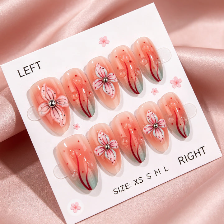 Floral Articulated Press-On Nail Set