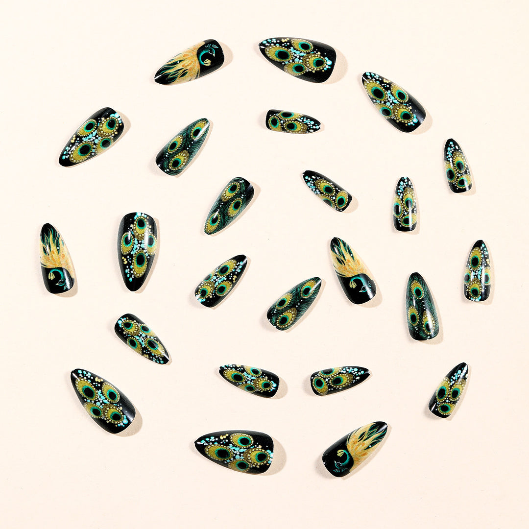 Peacock-Inspired 3D Nail Art Set Kalsten