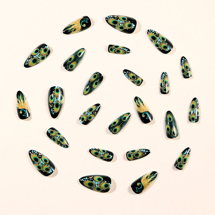 Peacock-Inspired 3D Nail Art Set Kalsten