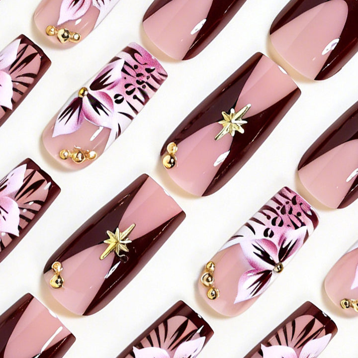 Floral-Accented Stiletto Press-On Nails Kalsten