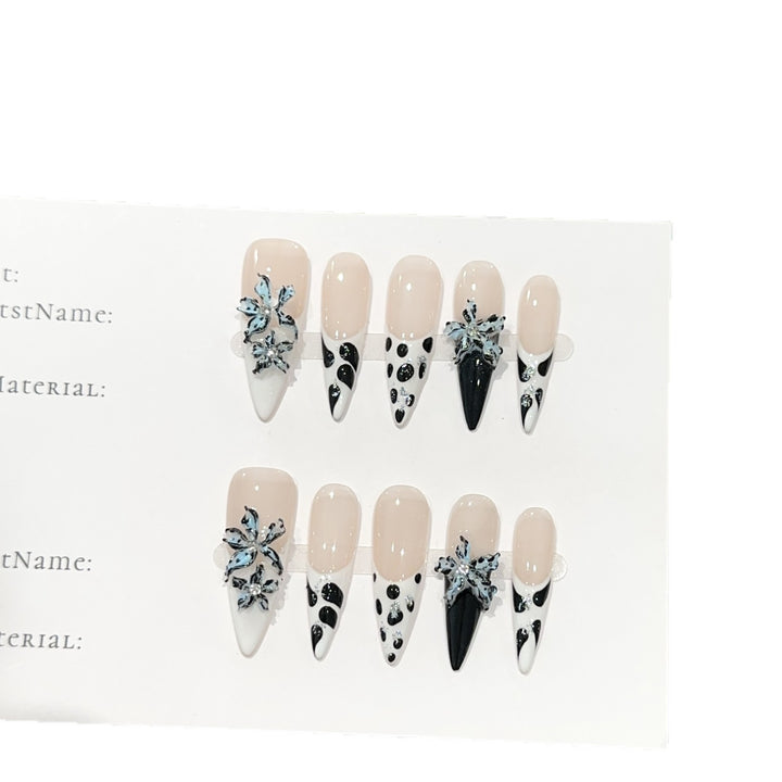 Artistic Floral and Geometric Press-On Nail Set