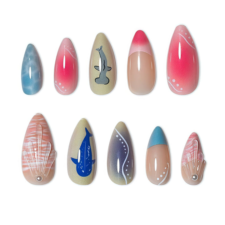 Artistic Marine-Inspired Nail Design Kalsten