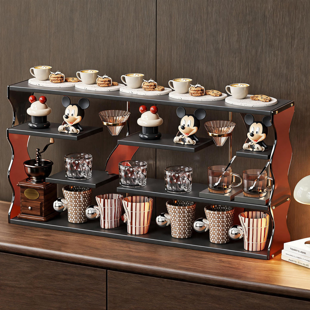 Tiered Acrylic-Wave Countertop Display Shelf Organizer