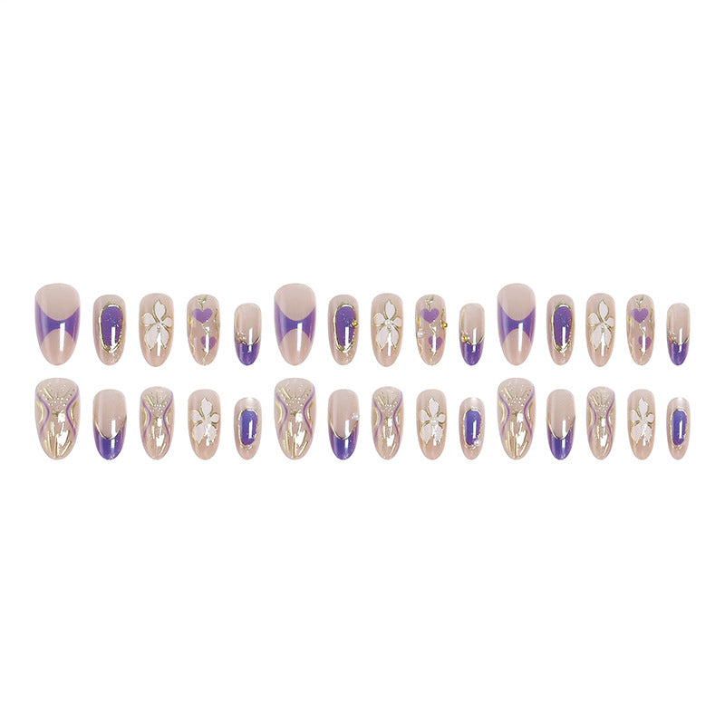 Artificial nail set with elegant flower and glitter details Kalsten