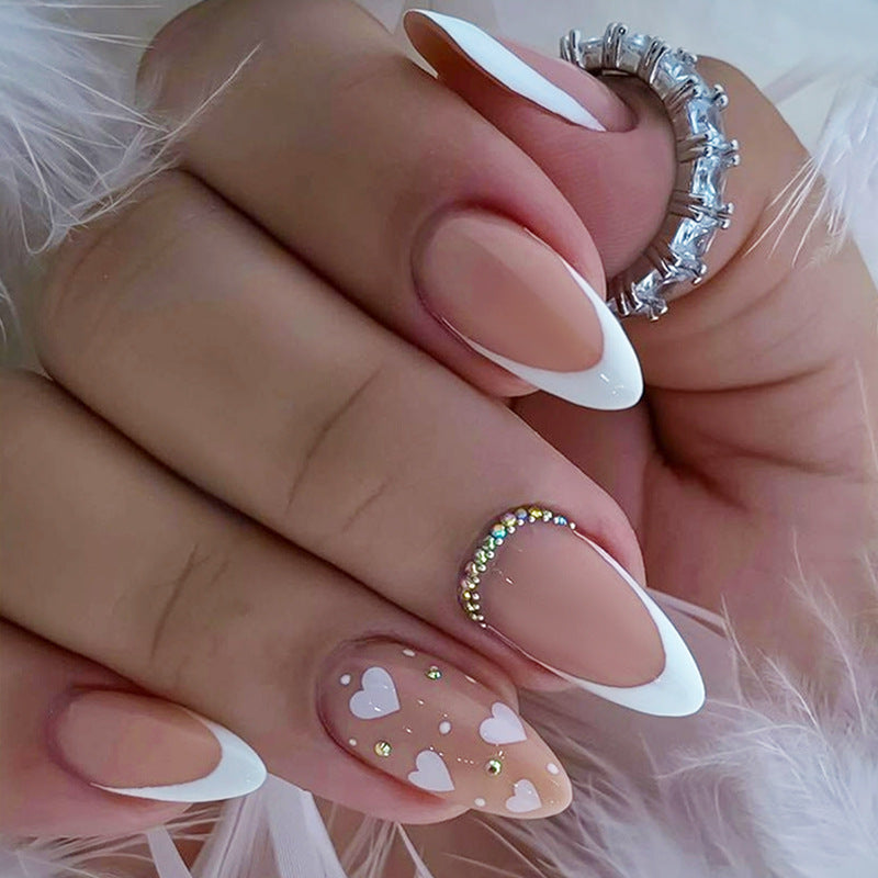 Acrylic Nail Set with Creative Heart and Glitter Motif Kalsten