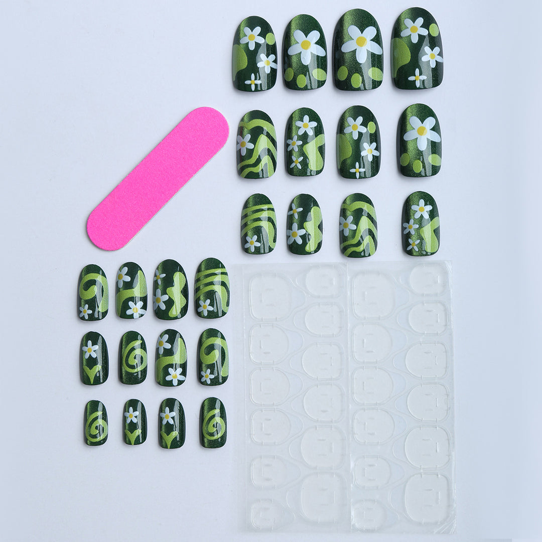 Artificial nails with floral and glittering accents Kalsten