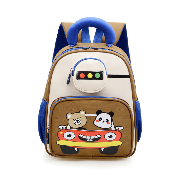 Kids' Playful Animal Car-Themed School Backpack Kalsten