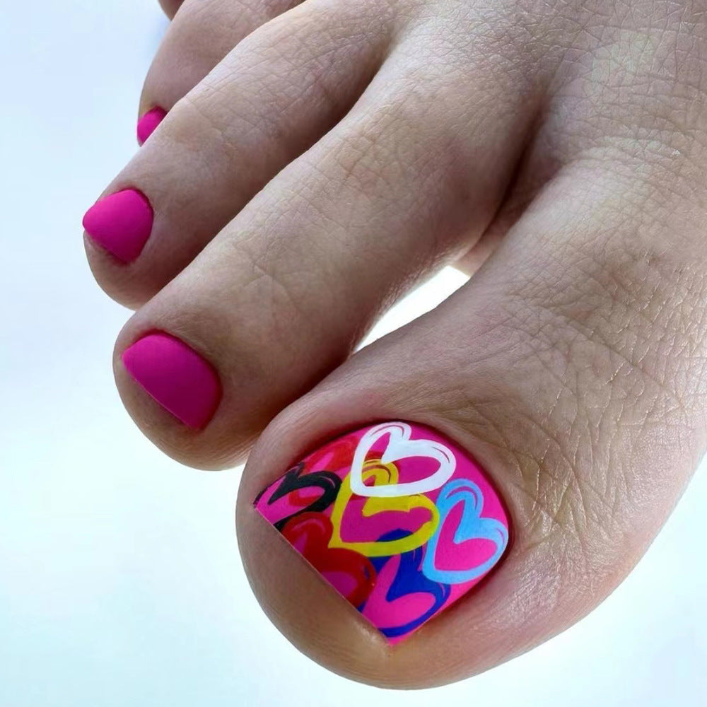 Artistic Heart-Designed Press-On Toenails Kalsten