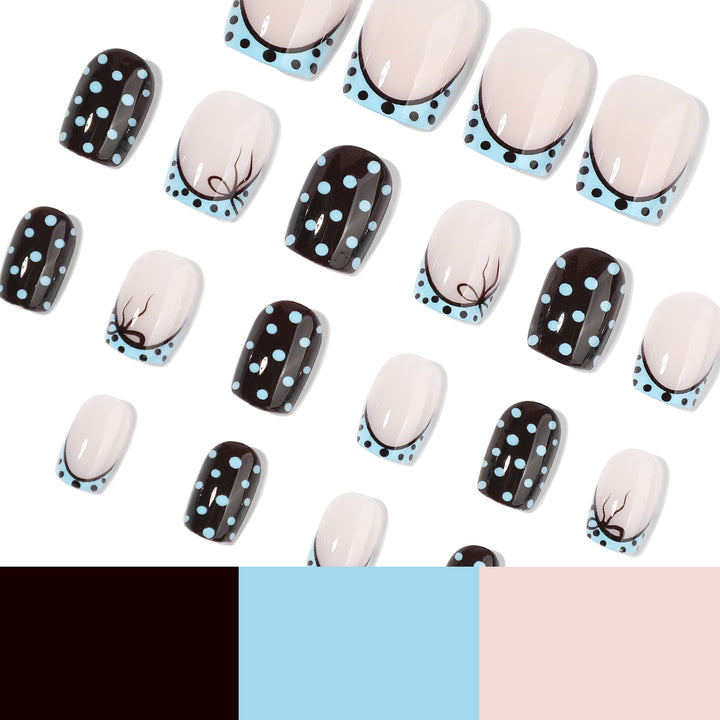 Artful nail extensions with playful dots and elegant design Kalsten