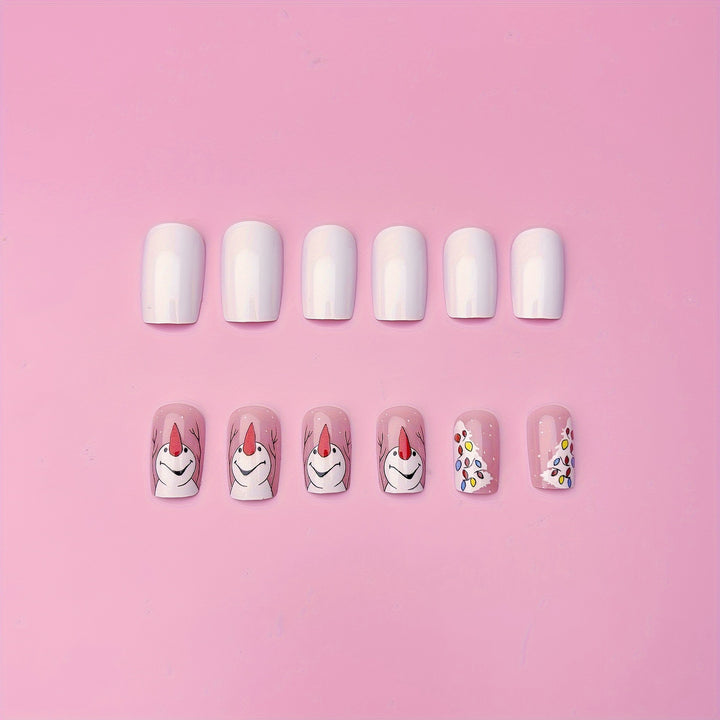 Artificial nails with Playful Festive Snowman Design Kalsten