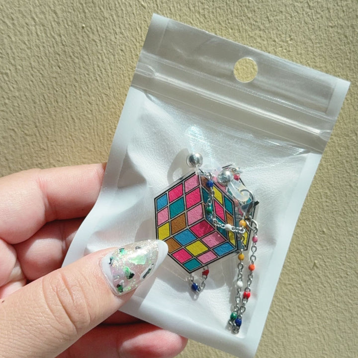 Colorful Rubik's Cube Dangle Earrings Kalsten