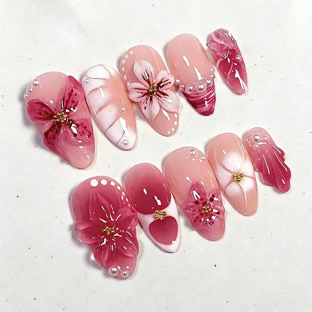 Elegant artificial nails with floral designs Kalsten