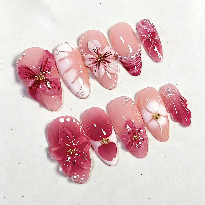 Elegant artificial nails with floral designs Kalsten