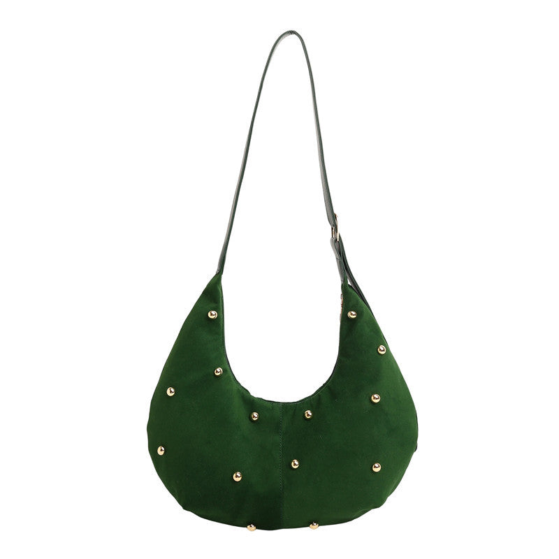 WoTextured Suede Hobo Bag with Decorative Studs Kalsten