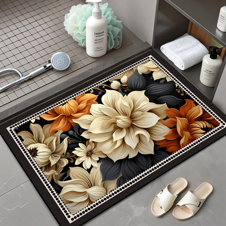 Floral Patterned Comfort Bath Mat Kalsten