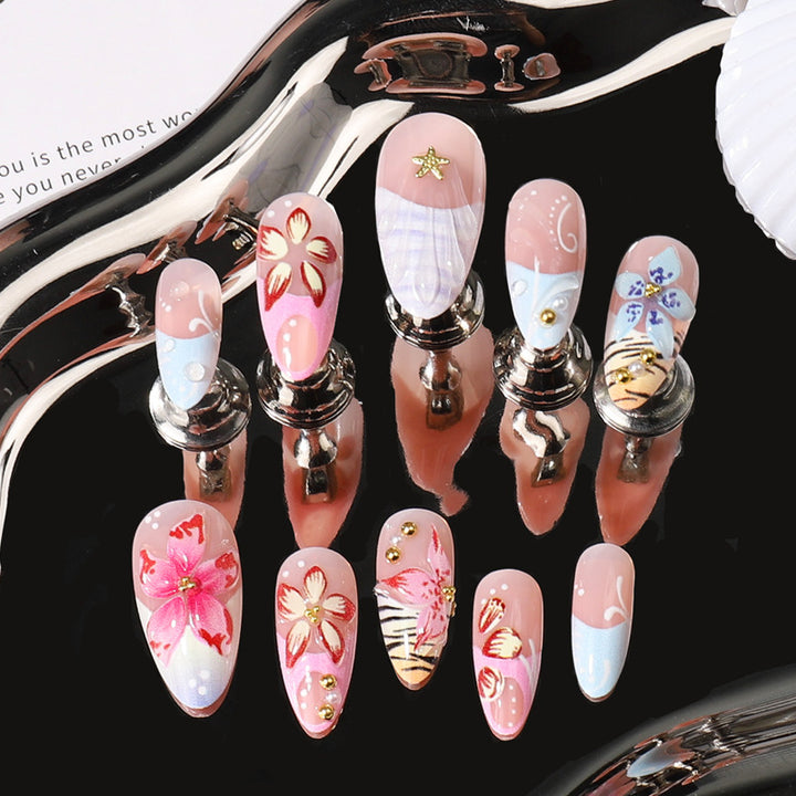 Artistic Floral-Themed Press-On Nail Set Kalsten