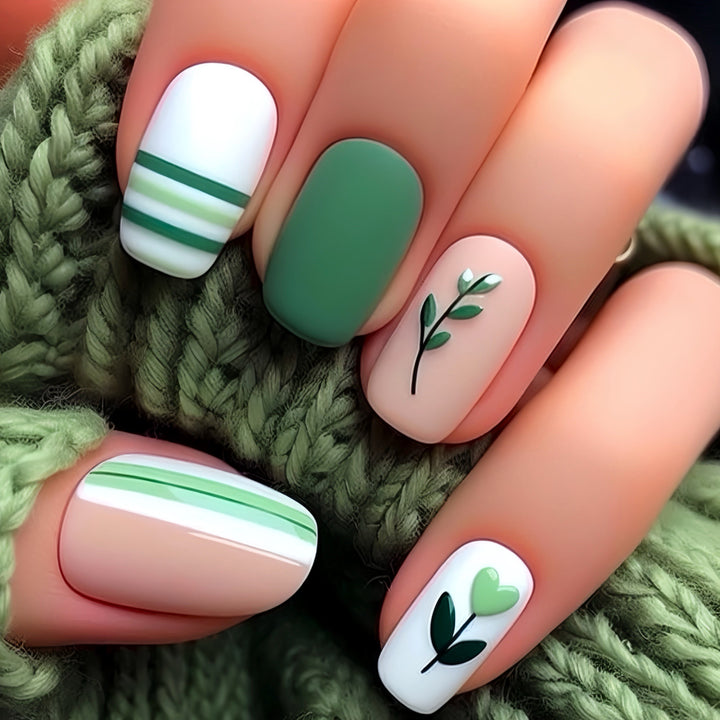 Botanical-Themed Press-On Nail Art Kalsten
