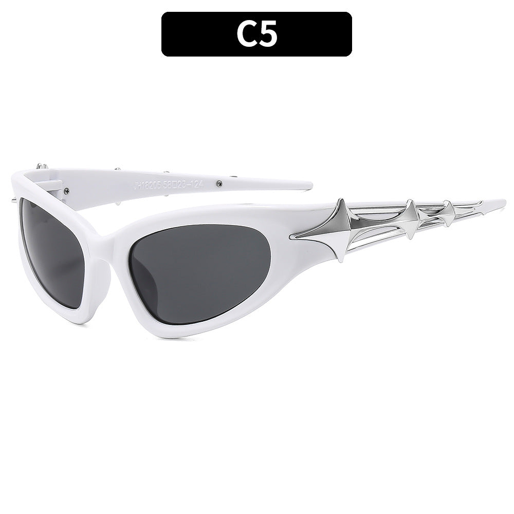 Futuristic Star-Detail Shield Sunglasses