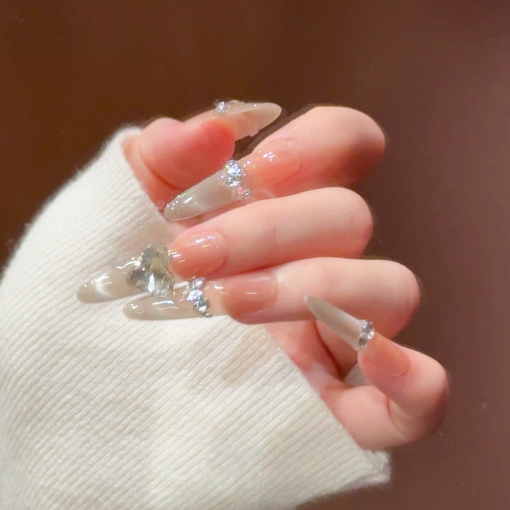 Glamorous Crystal-Embellished Stiletto Press-On Nails Kalsten