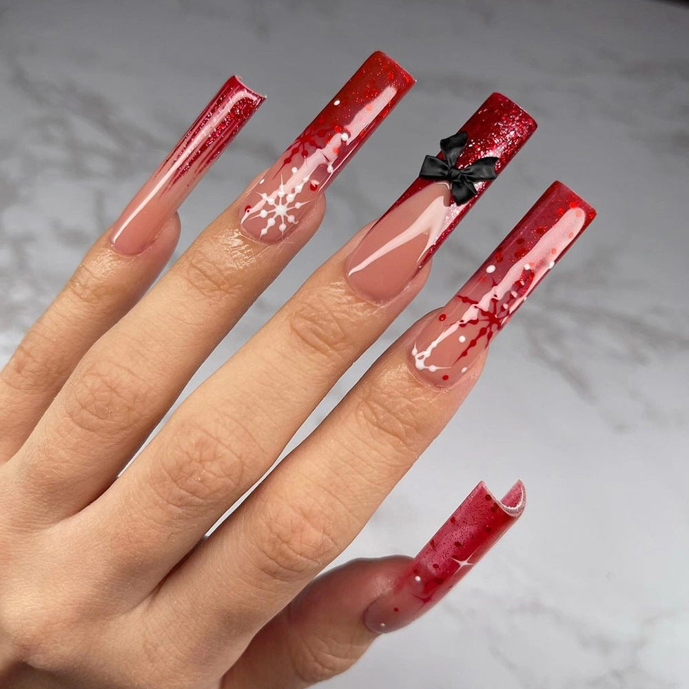 Artificial acrylic nails with glitter and Christmas design Kalsten