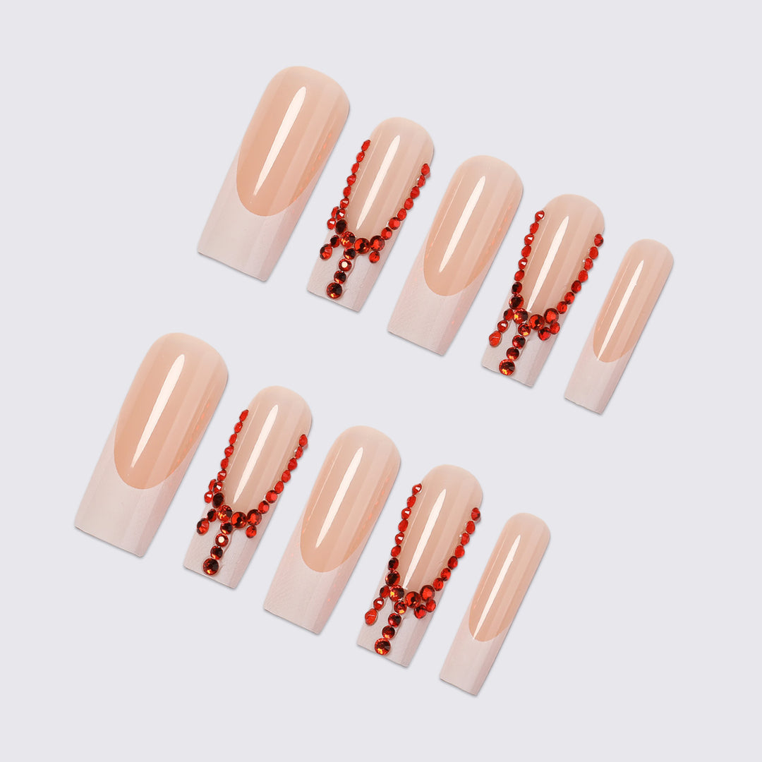 Decorative Press-On Nails with Gem Accents kalsten