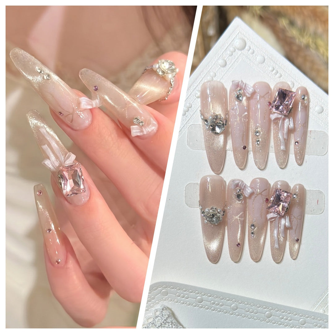 Artistic Stiletto Press-On Nail Set with Charming Patterns Kalsten