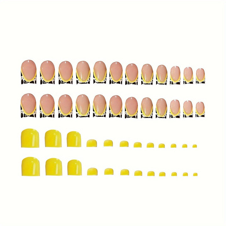 Artistic Yellow-Accent Nail Art Set Kalsten