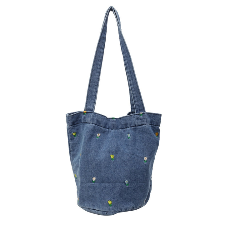 Embroidered Denim Tote Bag