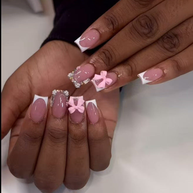 Elegant Floral Bow Nail Art Set
