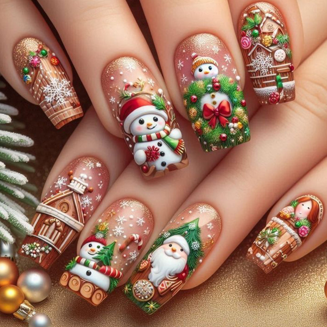 Festive Holiday-Themed 3D Nail Art Set Kalsten