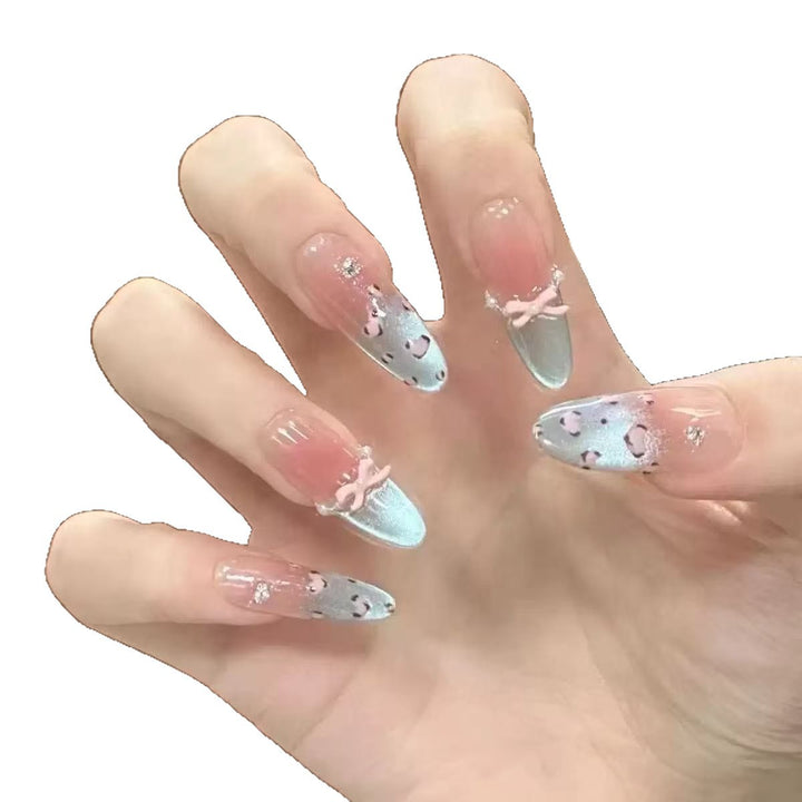 Elegant Stiletto Press-On Nails with Floral and Glitter Accents Kalsten