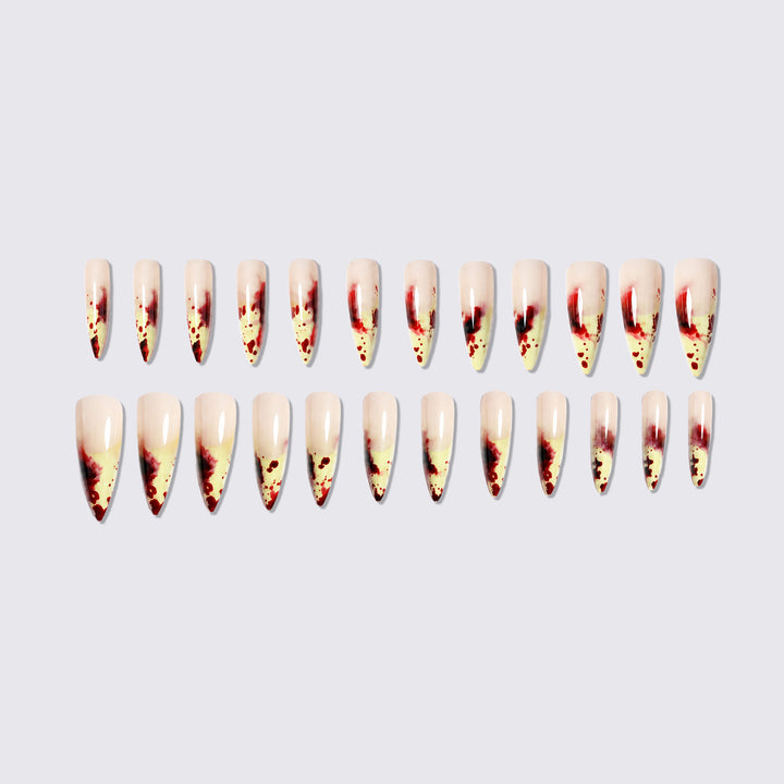 Artistic Stiletto Press-On Nail Set with Dripping Design kalsten