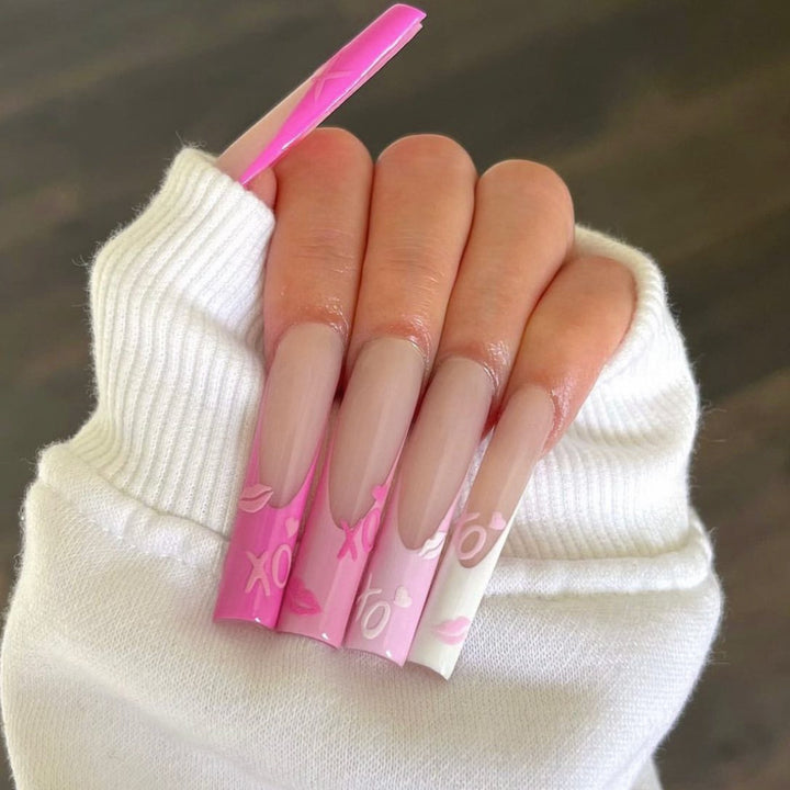 Artistic Press-On Nails Set with Elegant Gradient Design kalsten