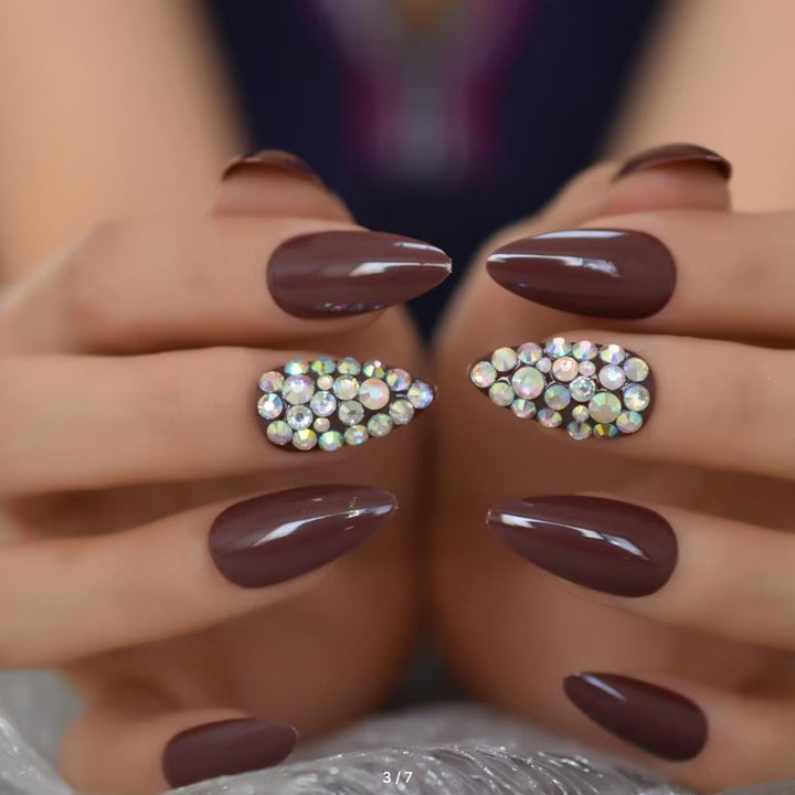 Decorative Rhinestone-Accent Press-On Nails Kalsten