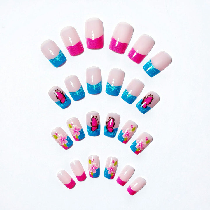 Artificial nails with creative flower and butterfly design Kalsten