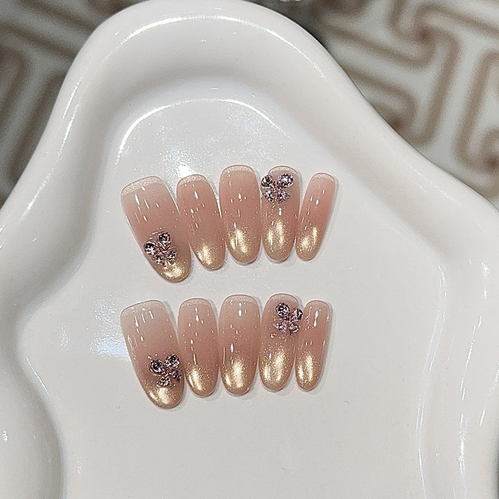 Elegant artificial nails with glitter and floral design Kalsten