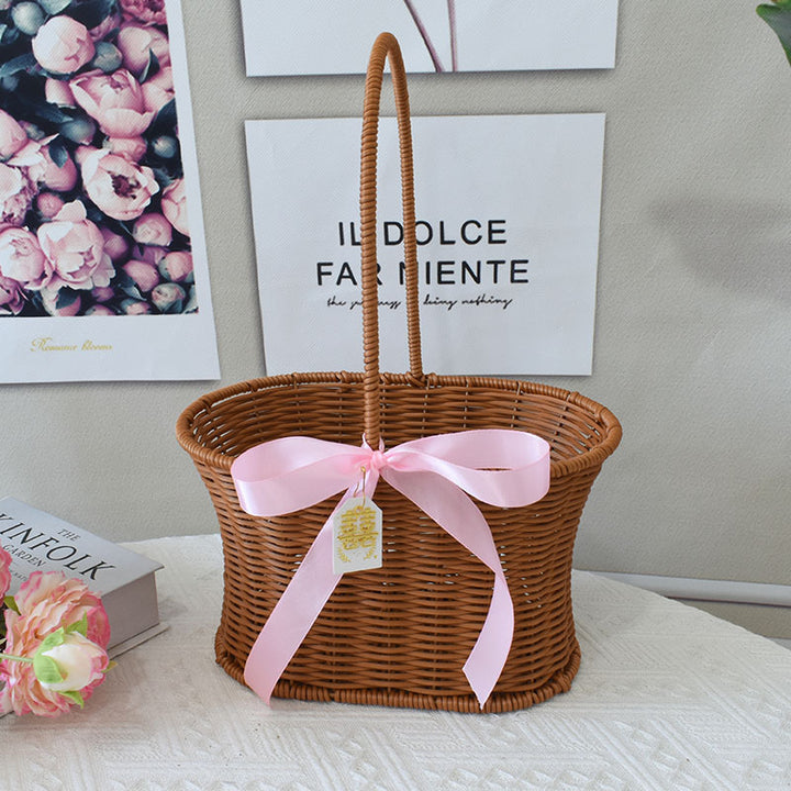 Elegant Handcrafted Rattan Tote Basket Kalsten