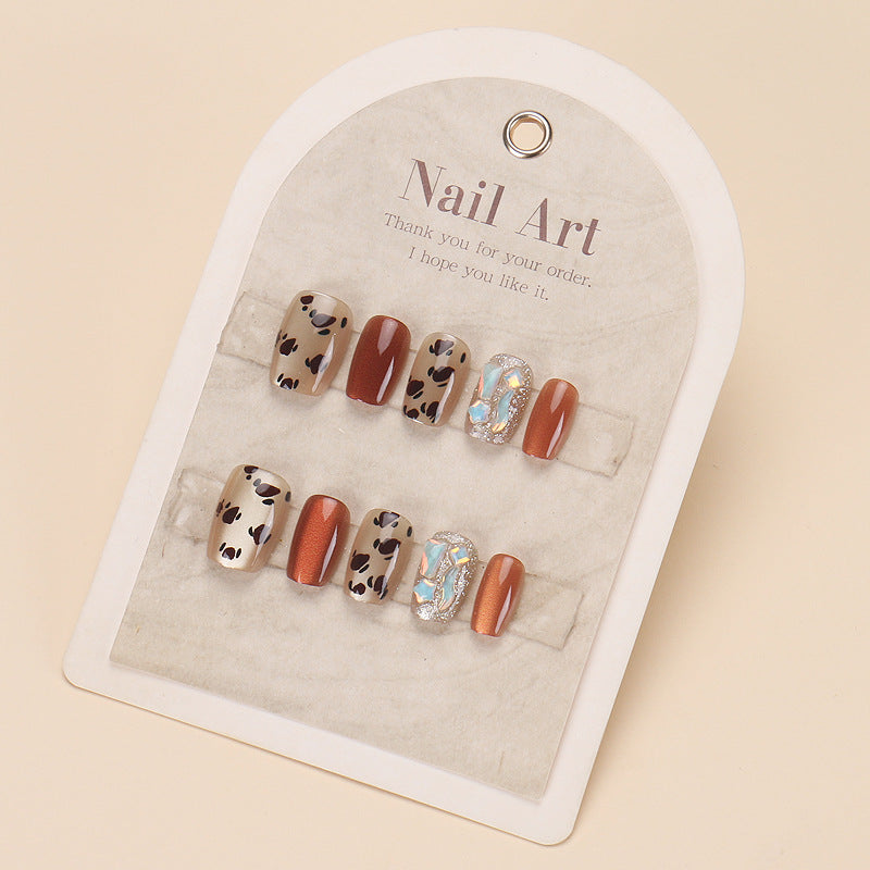 Stylish Press-On Nail Set with Artistic Leopard Design Kalsten