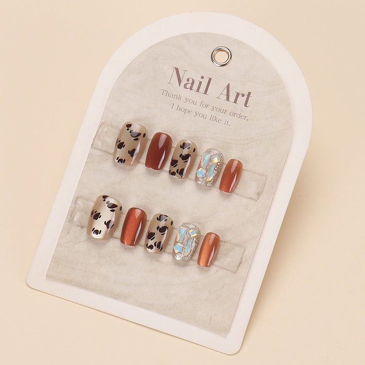 Stylish Press-On Nail Set with Artistic Leopard Design Kalsten