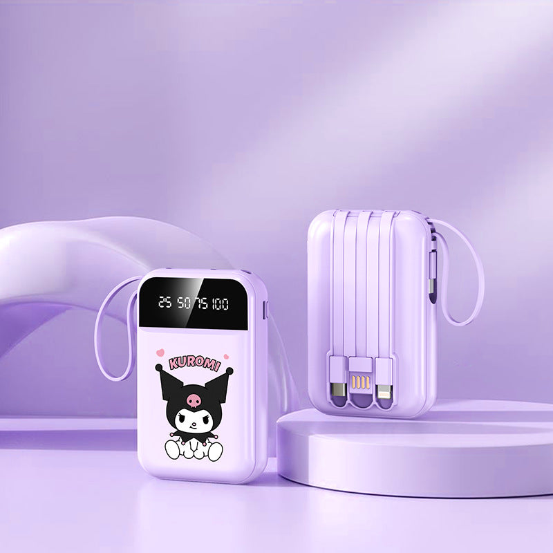 Portable power bank with LED display and integrated cable by Kalsten