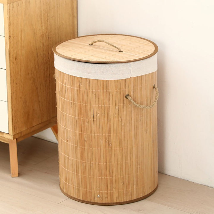 Elegant Laundry Basket Made of Bamboo with Practical Lid Kalsten
