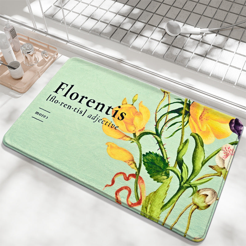 Floral-Decorative Bathroom Mat Kalsten