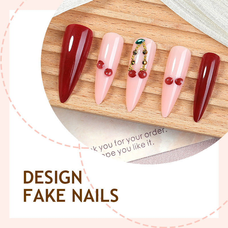 Artificial nail set with elegant red and pink design Kalsten