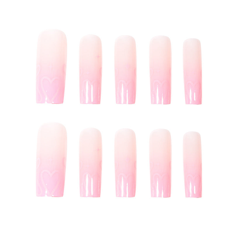 Heart-Design Long Press-On Nails Kalsten