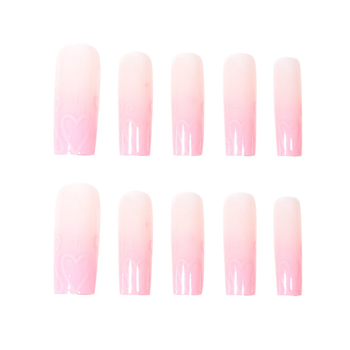 Heart-Design Long Press-On Nails Kalsten