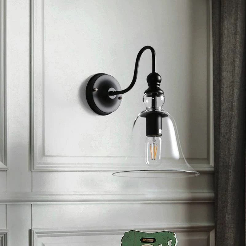 Vintage Bell-Shaped Glass Pendant Light