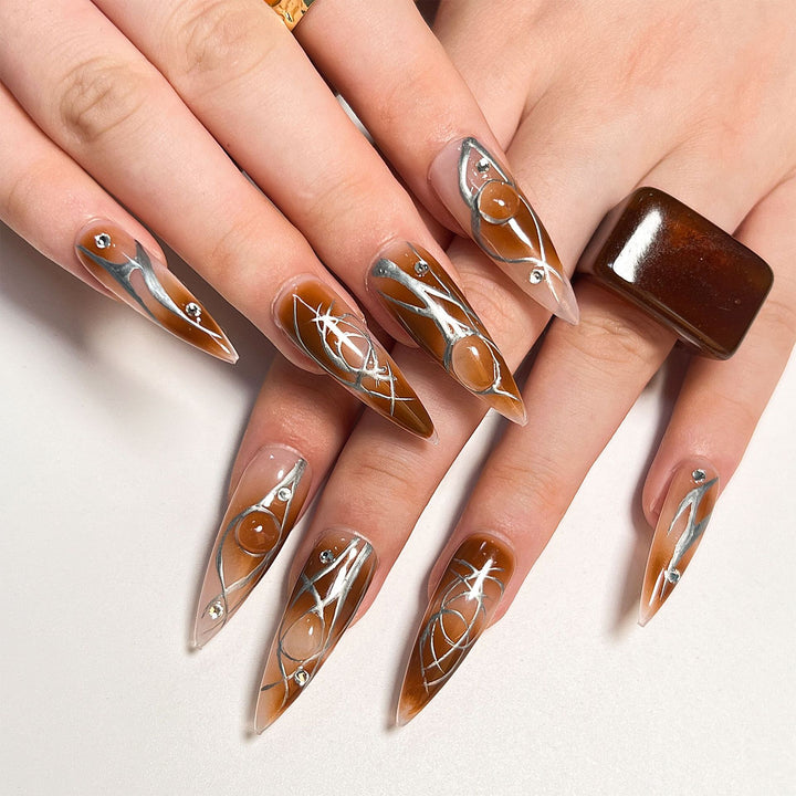 Artificial nail extensions with glamorous design Kalsten